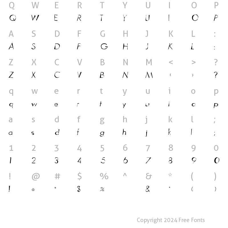 Character Map of Earthquake Regular