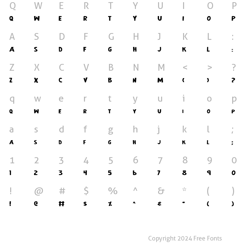 Character Map of Earth's Mightiest Bold Expanded Bold Expanded