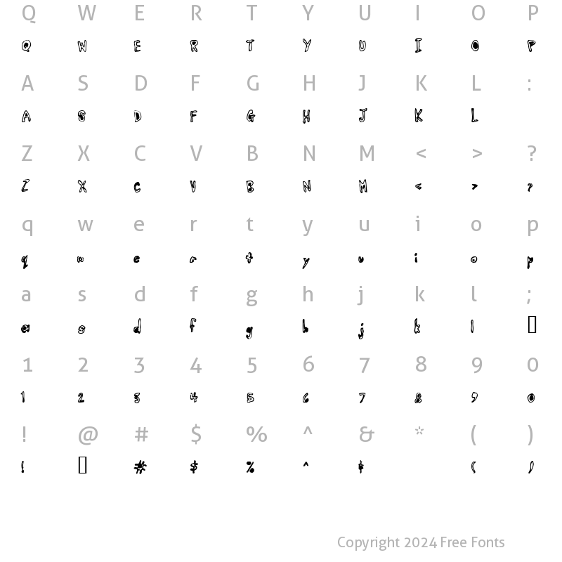 Character Map of Earwax Regular