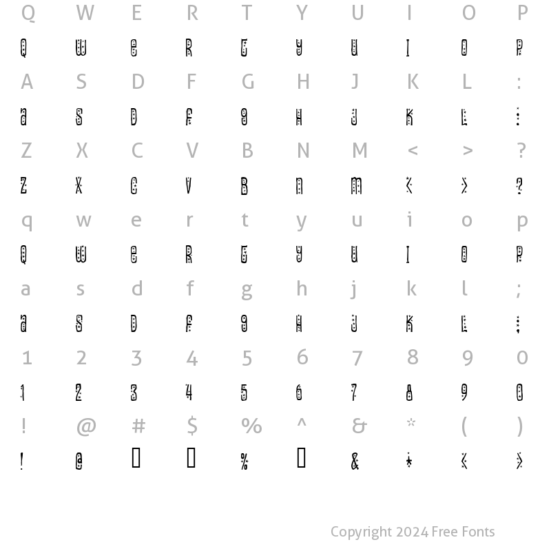 Character Map of Easily amused Regular