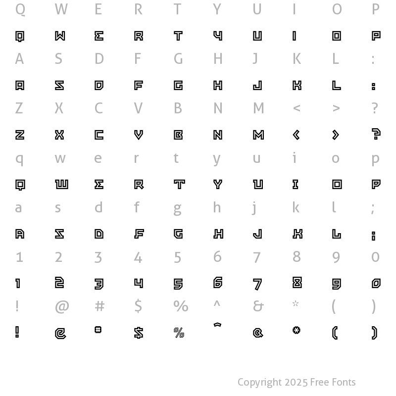 Character Map of EastBlocICG Open Regular