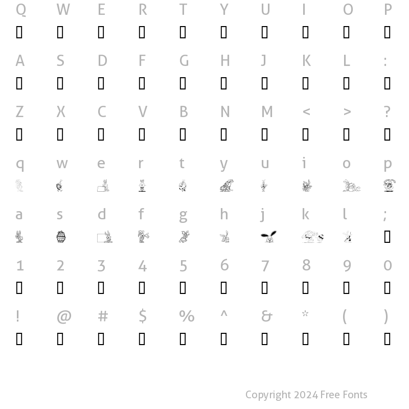 Character Map of Easter Hoppy Regular