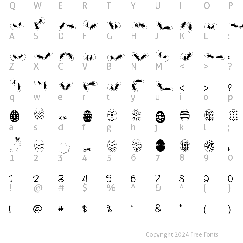 Character Map of Easter Sunday Extras Regular