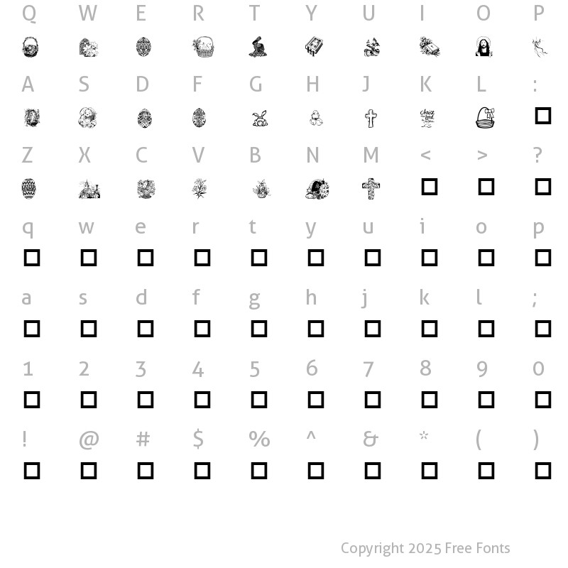 Character Map of Eastertide Regular