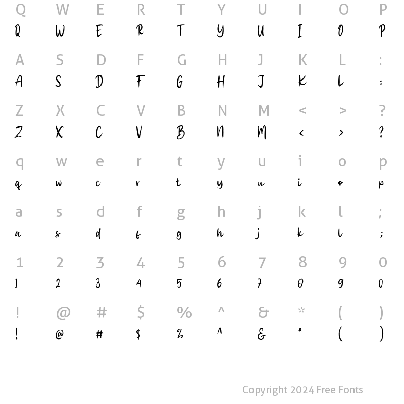 Character Map of Eastgood Regular