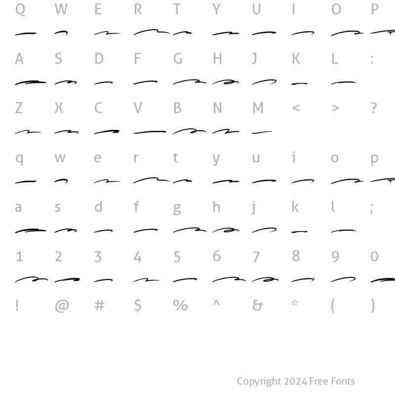 Character Map of Eastgood Swash Regular