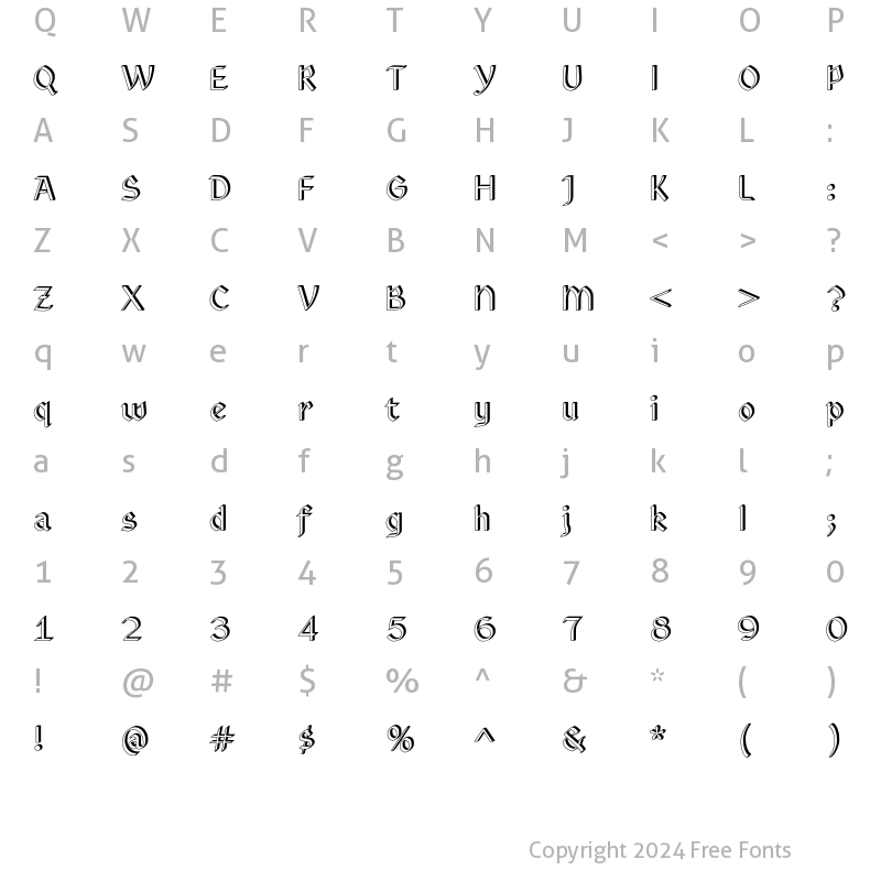 Character Map of Eastgothic Regular