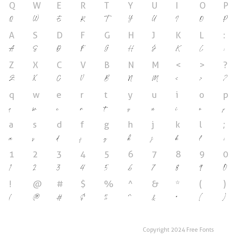 Character Map of Easthallow Regular