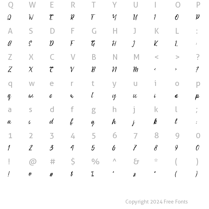 Character Map of Easttalia Regular