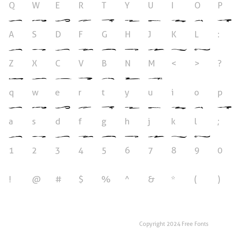 Character Map of Easttalia Swash Regular