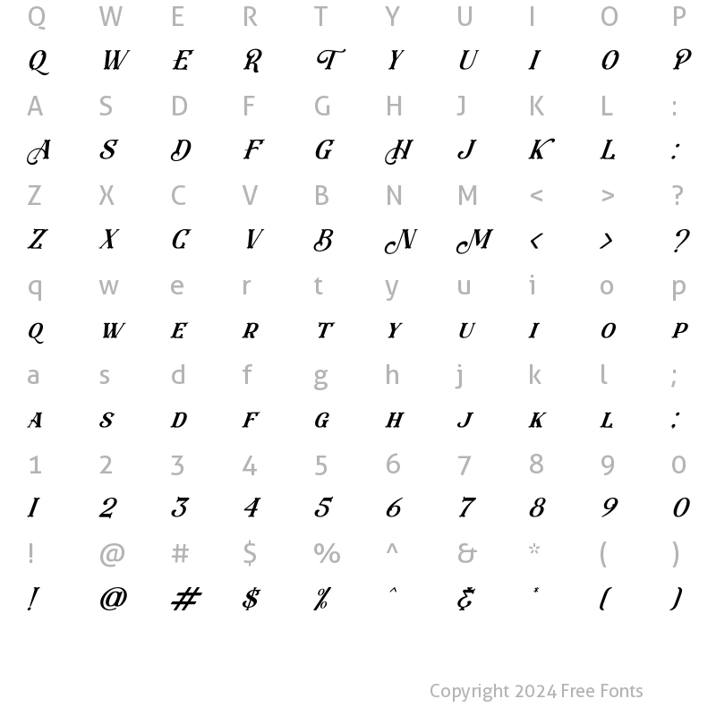 Character Map of Eastwood Italic