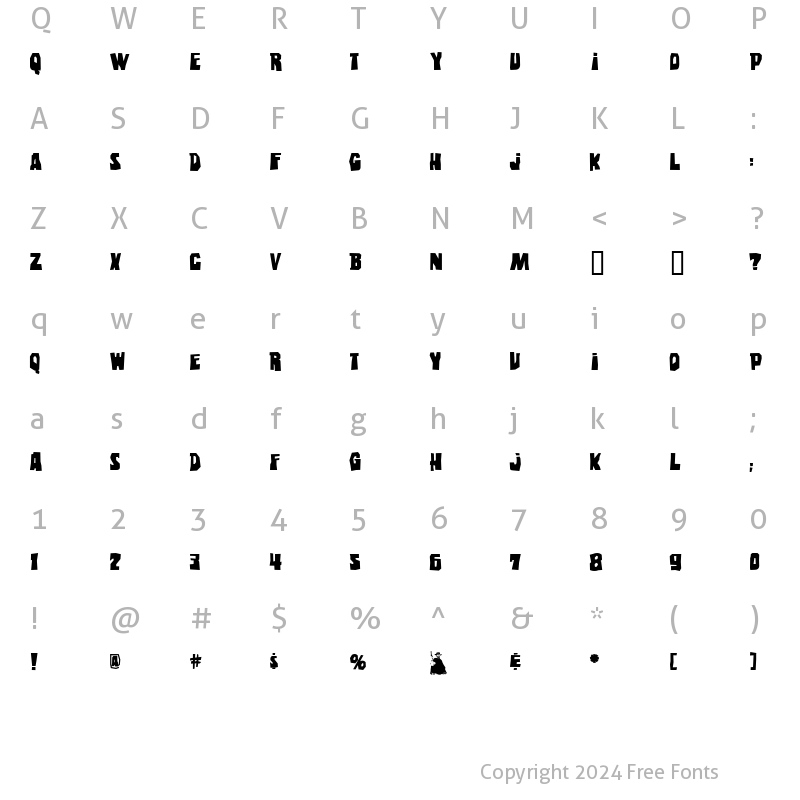 Character Map of Eastwood Regular