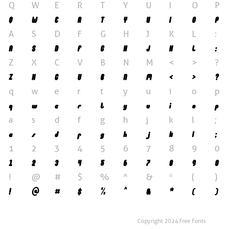 Character Map of Eatboy Italic