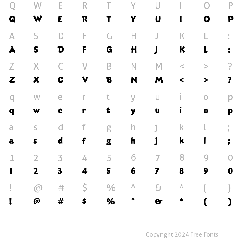 Character Map of Eborg ITC Std Regular