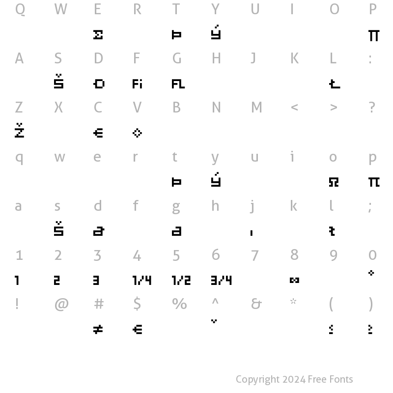 Character Map of Eboy EXTAlphaExpert Regular