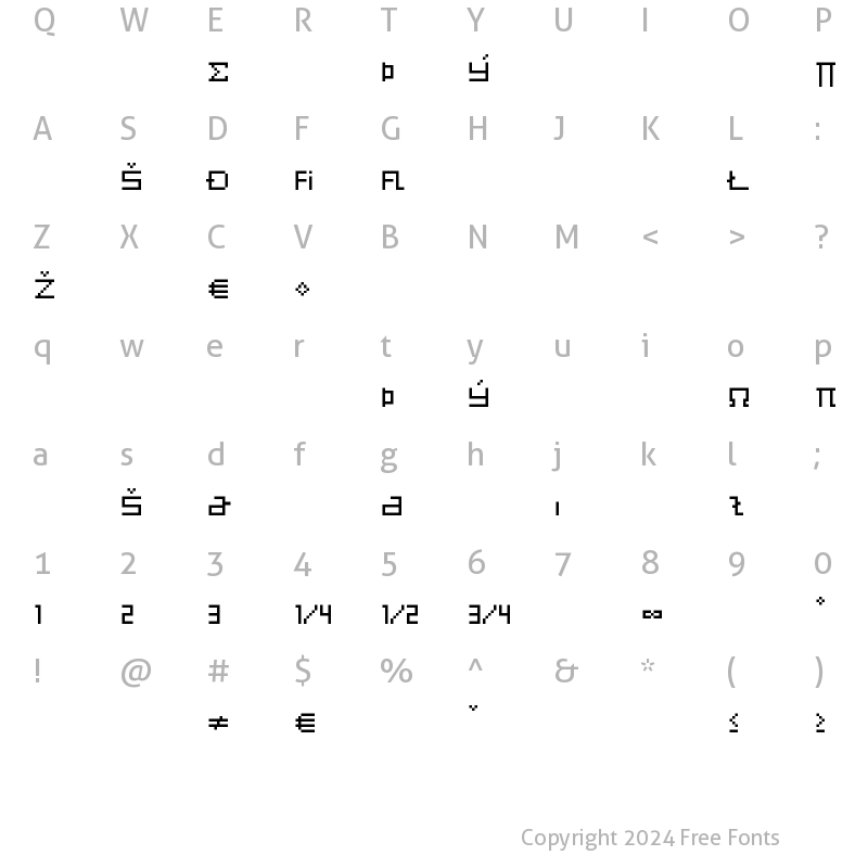 Character Map of Eboy EXTBetaExpert Regular