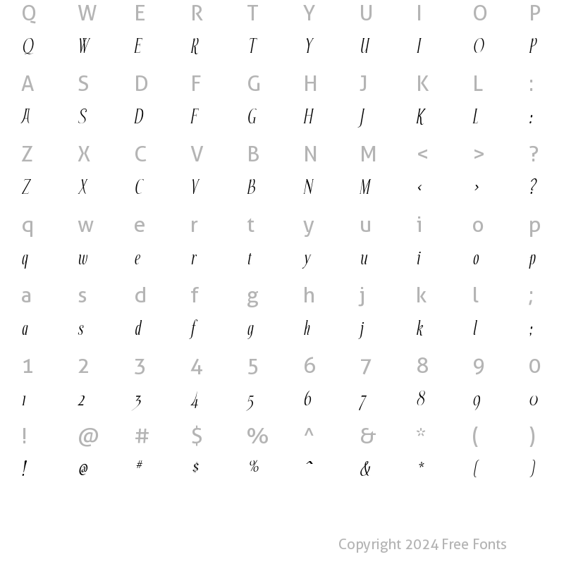 Character Map of Echelon Italic