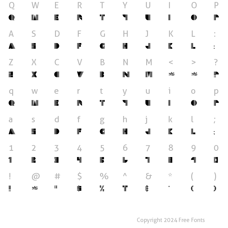 Character Map of Echo Deco Regular