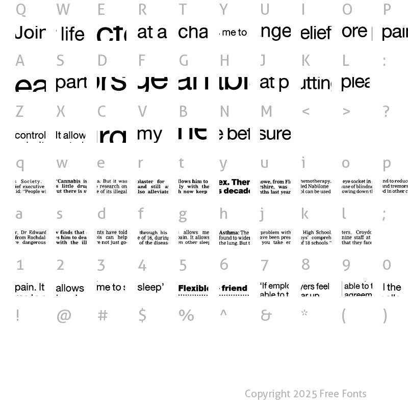 Character Map of EchoPageThree Regular