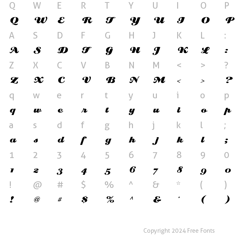 Character Map of Eclat ICG Regular