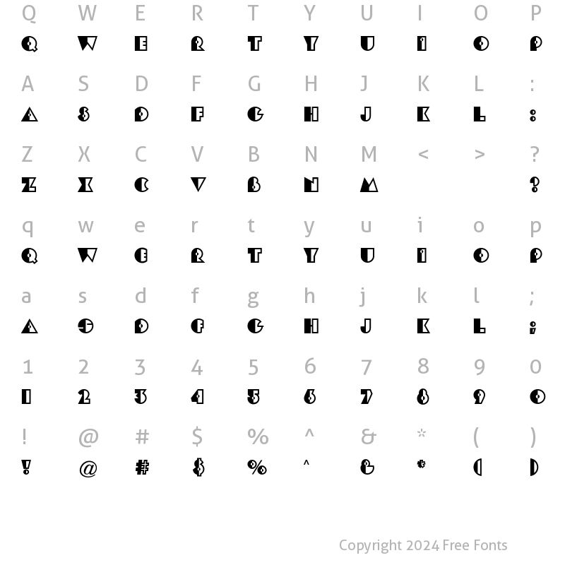 Character Map of Eclipse CG Regular