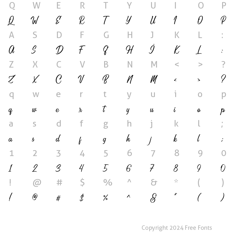 Character Map of Ecosmith Script Regular