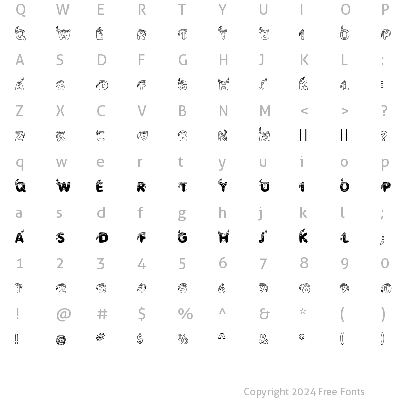 Character Map of EDB Indians Regular