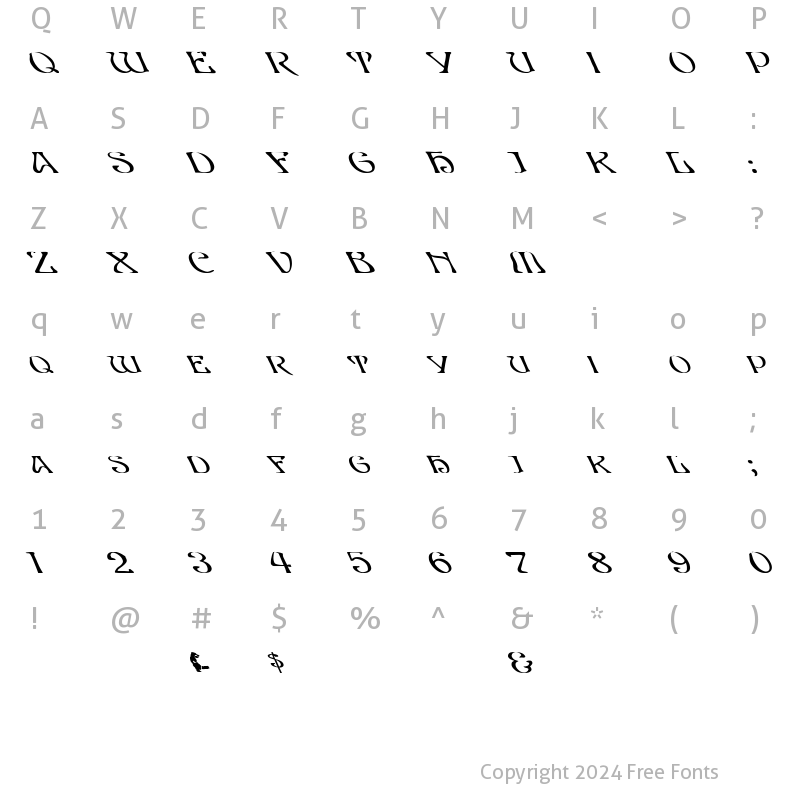 Character Map of Edda Caps Lefty Bold