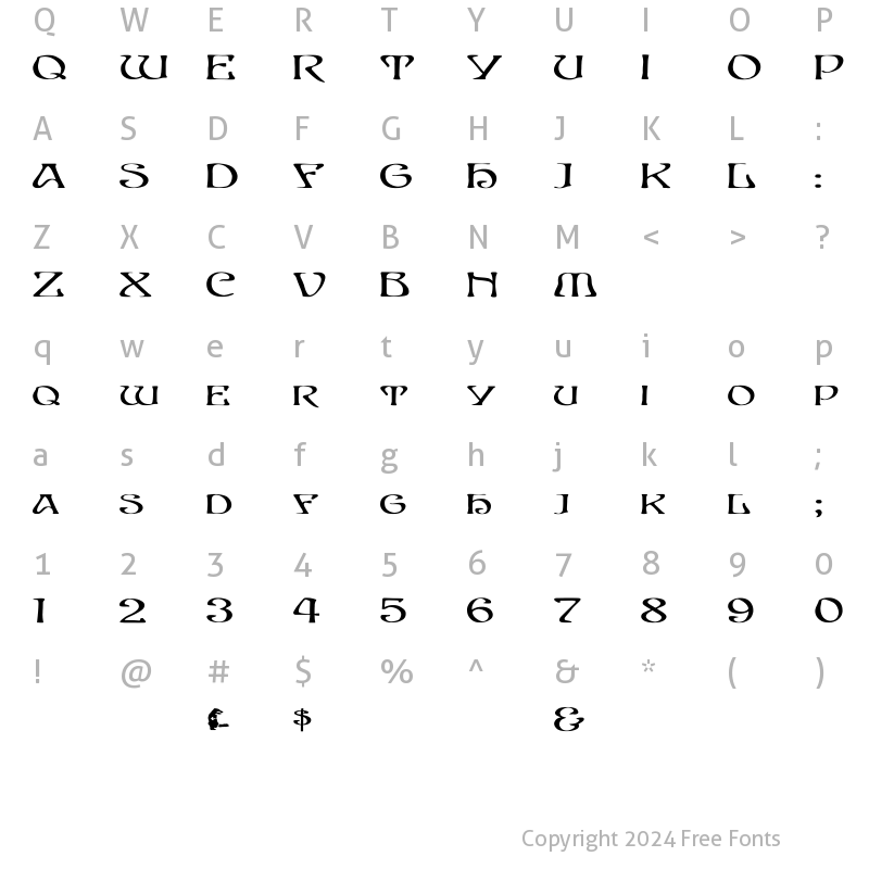 Character Map of EddaCaps Wd Bold Bold