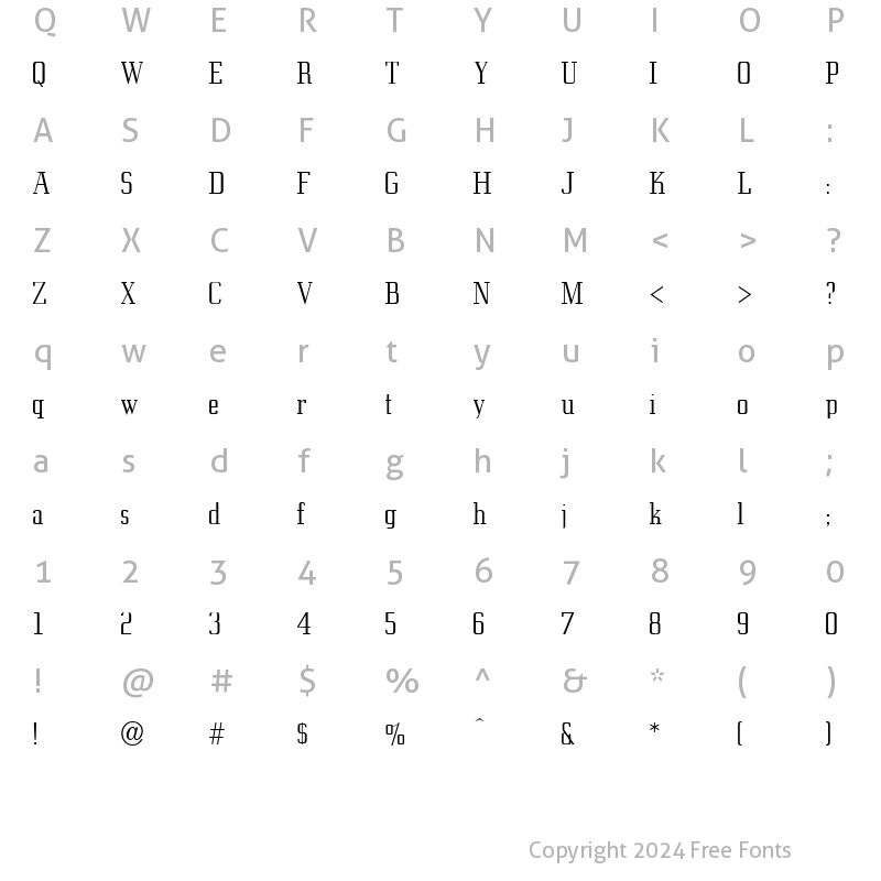 Character Map of Eden Light Regular