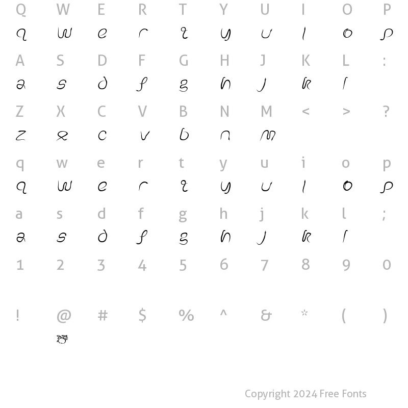 Character Map of EdenDisplay Italic