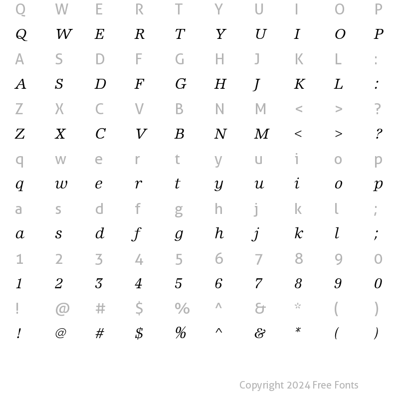 Character Map of EdisonEF-BookItalic Regular