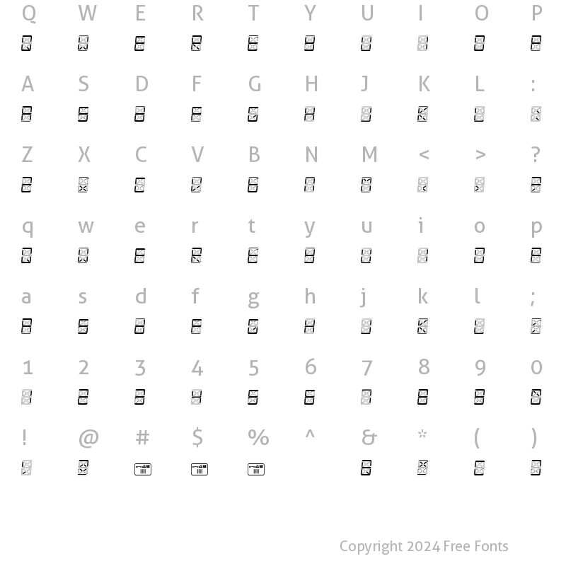 Character Map of eDisplay Demo Italic