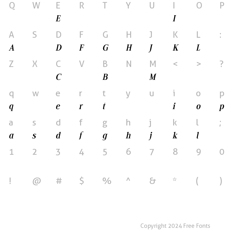 Character Map of Edito DeItalic Regular