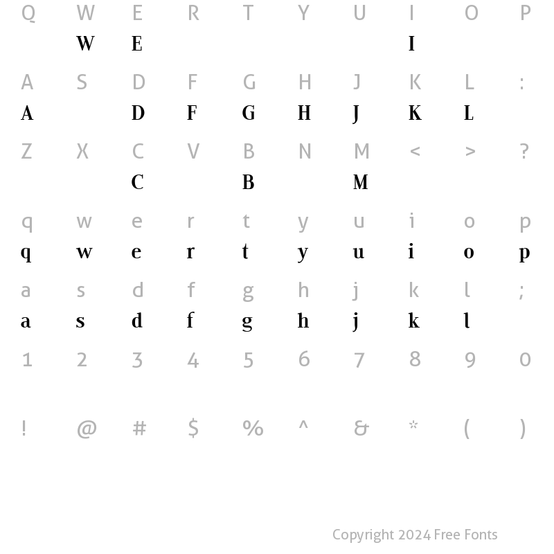 Character Map of Edito E Regular