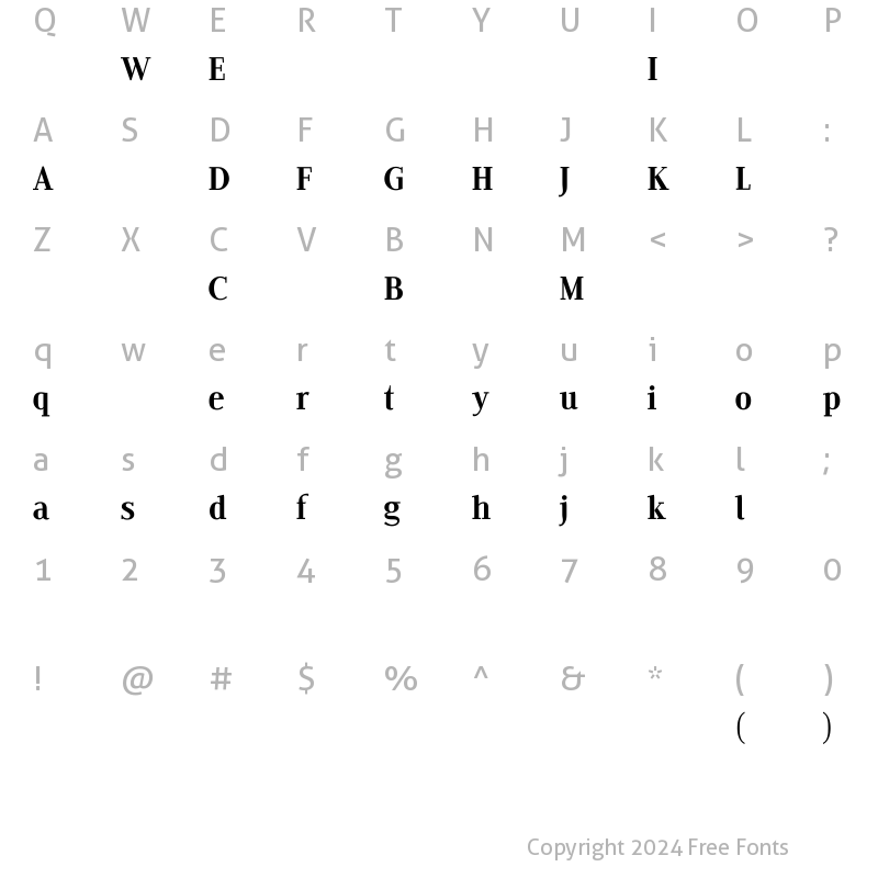 Character Map of Edito F Regular