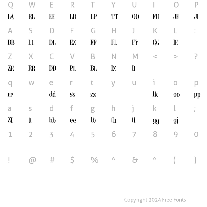 Character Map of EdPS Alt Roman