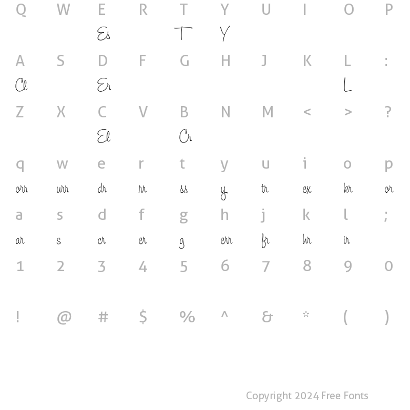 Character Map of EdPS ScriptAlt Regular