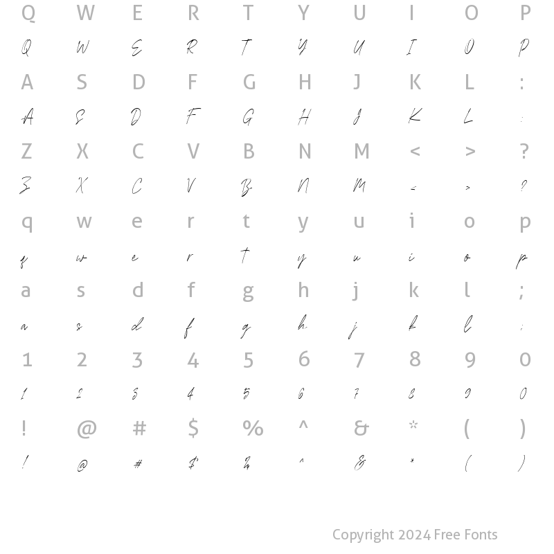 Character Map of Edward Signature Regular