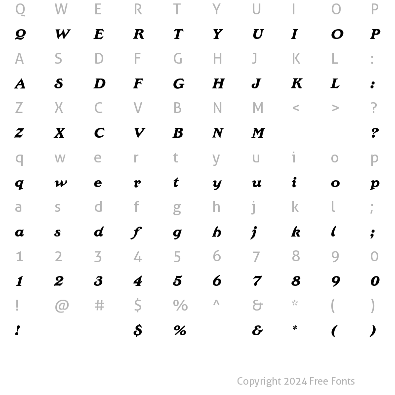 Character Map of EdwardianEF ExtraBoldIta Regular