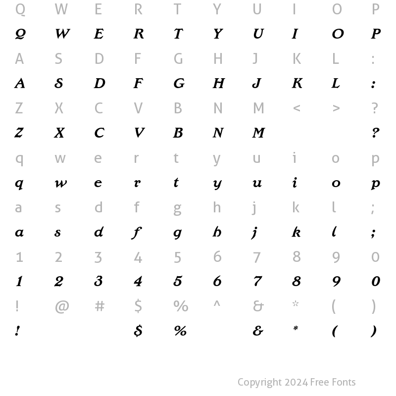 Character Map of EdwardianEF Ita Bold