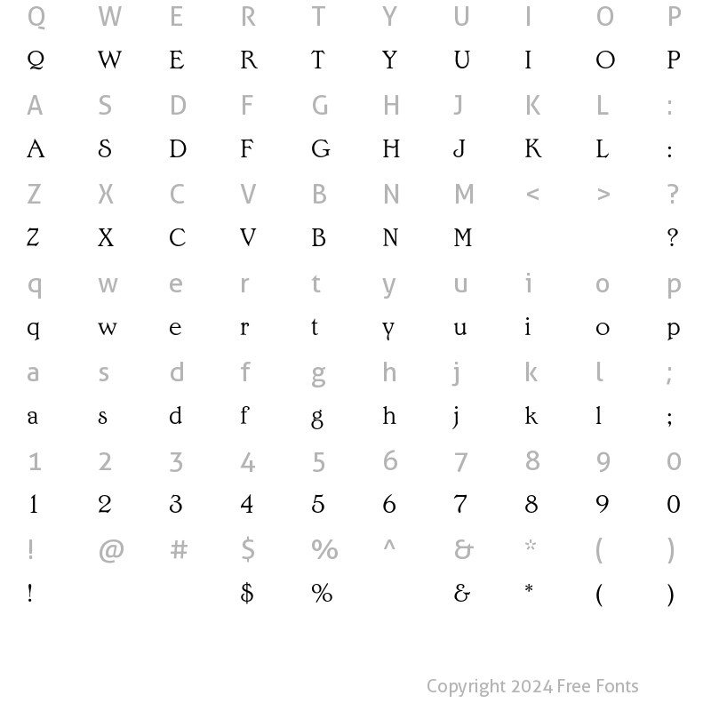 Character Map of EdwardianEF Light Regular