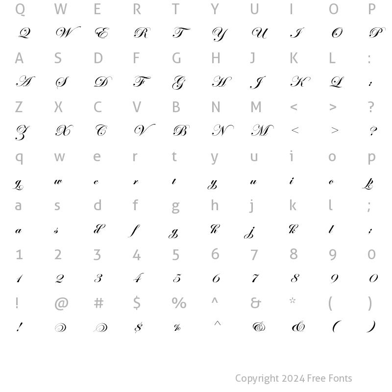 Character Map of EdwardianScriptEF A Bold