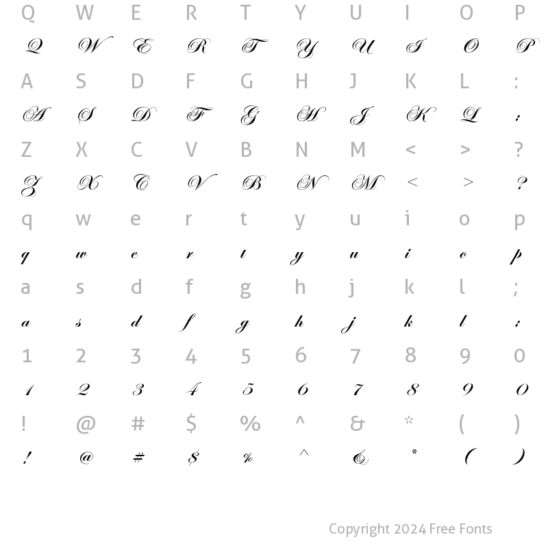 Character Map of EdwardianScriptEF Bold