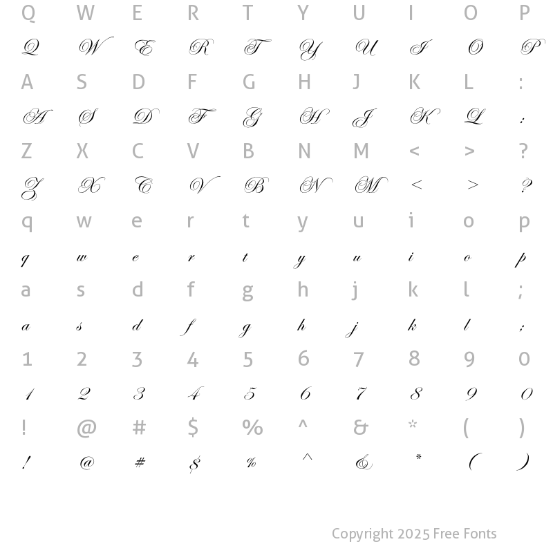 Character Map of EdwardianScriptEF Regular