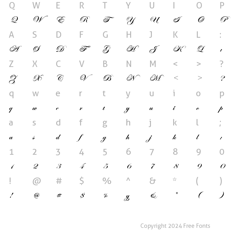 Character Map of EdwardianScrITC Bold