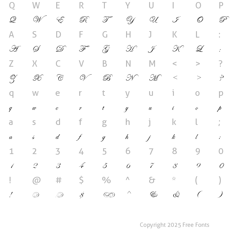 Character Map of EdwardianScrITC ReguAlte