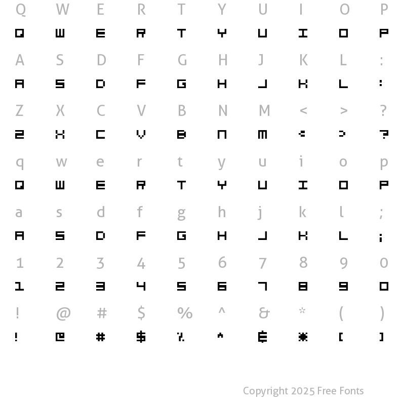 Character Map of eelfont002 Regular