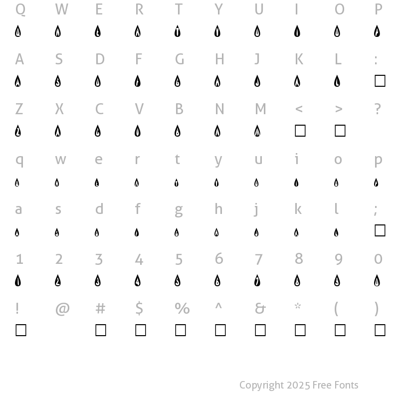 Character Map of efBURNER Regular