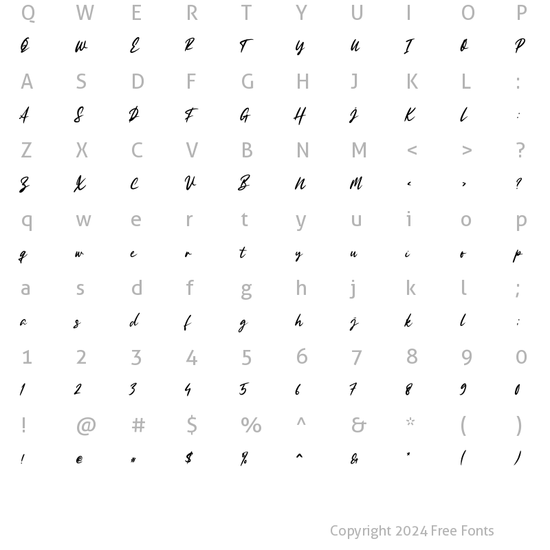 Character Map of Efforita Regular